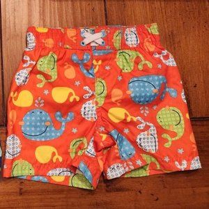 New Baby Boys Swim Trunks / Shorts COLORFUL WHALES 18Mo